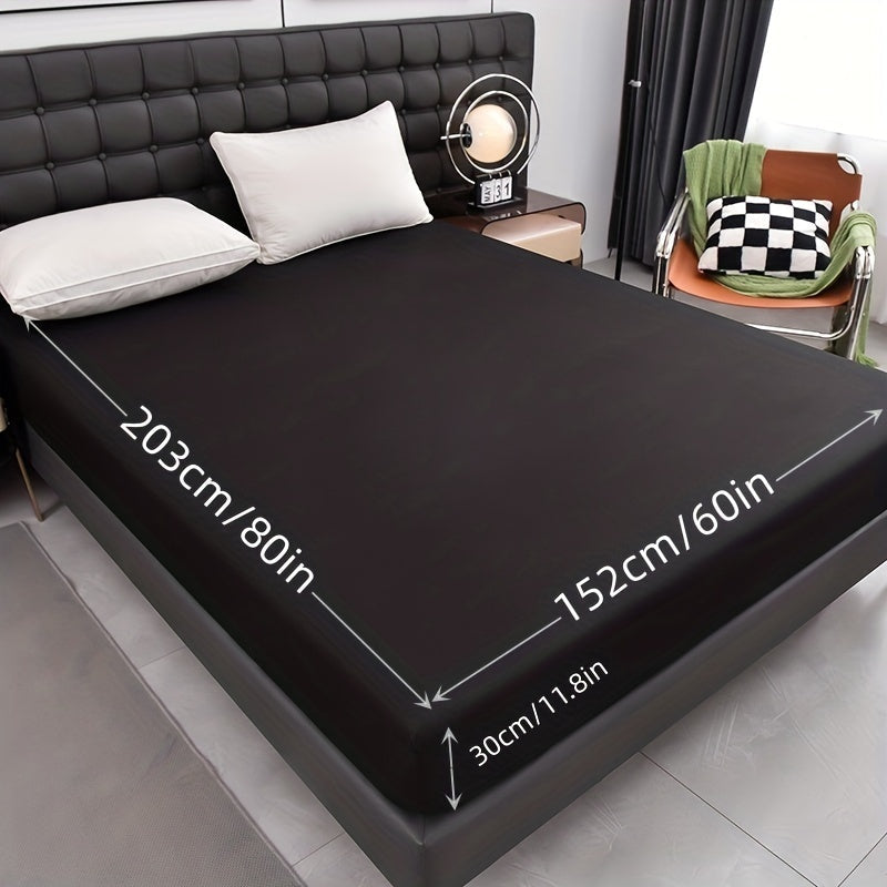 Waterproof Fitted Sheet Soft Breathable Mattress Cover Solid Color Deep Pocket Bed Sheet for Bedroom Guest Room Dorm Twin Full Queen King