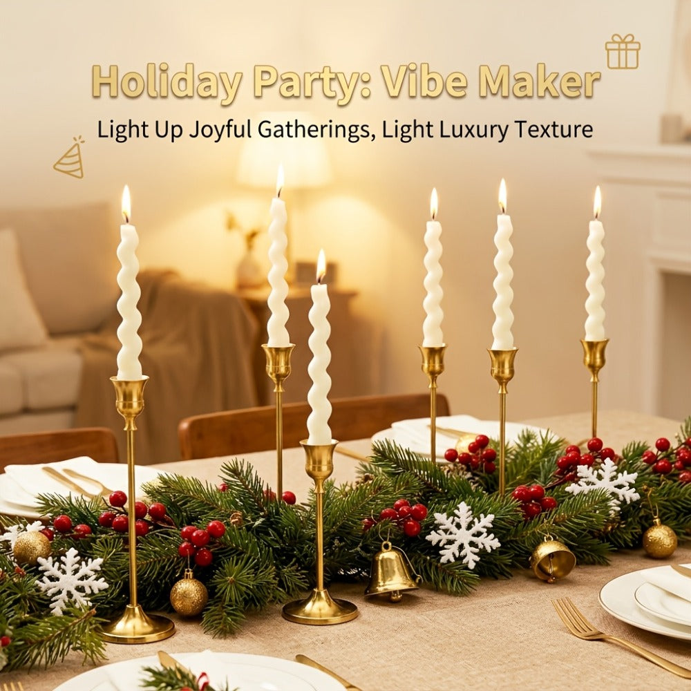 Copper Plated Candlestick Holders Bulk Set ¨C Retro Minimalist Taper Candle Holders for Wedding Birthday Christmas Dining Table Fireplace Decor