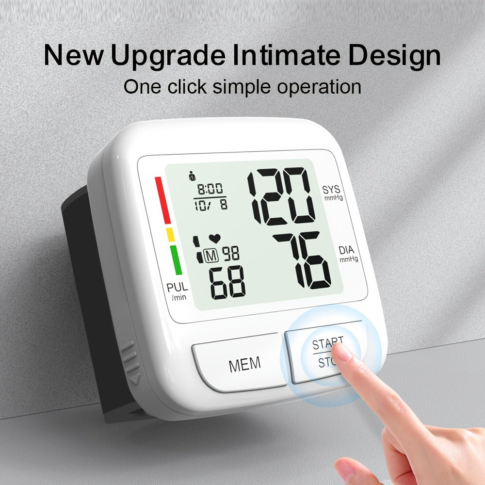 Blood Pressure Monitor Upper Arm Wrist Digital BP Machine LCD Backlit Display 2x90 Memory Arrhythmia Detection Home Use Portable Accurate Heart Rate Monitor with Adult Cuff 5.3-8.4 Inch
