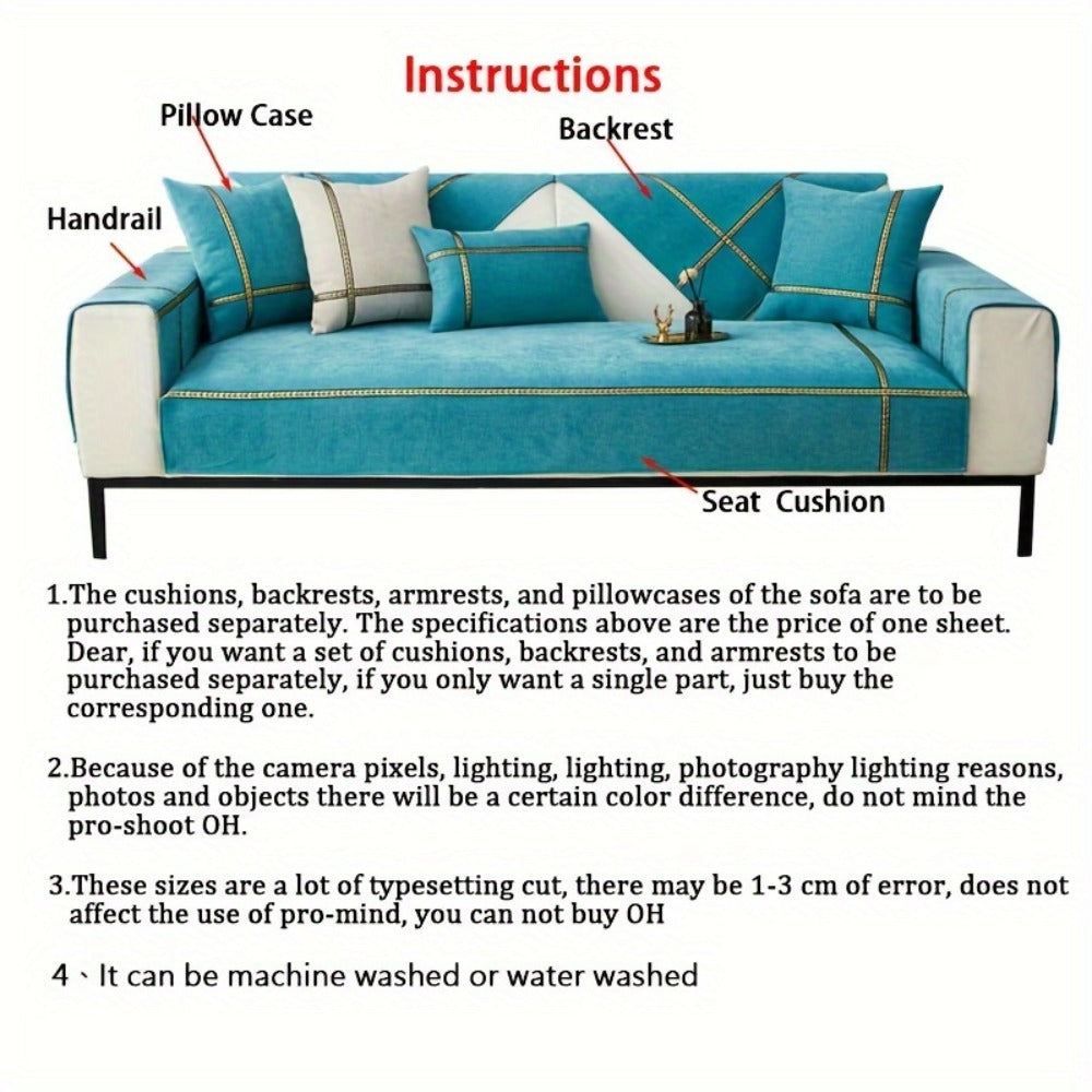 Chenille Sofa Cover Pet-Friendly Slipcover All Season Furniture Protector for Living Room Bedroom Office Couch Cover Multiple Sizes Colors
