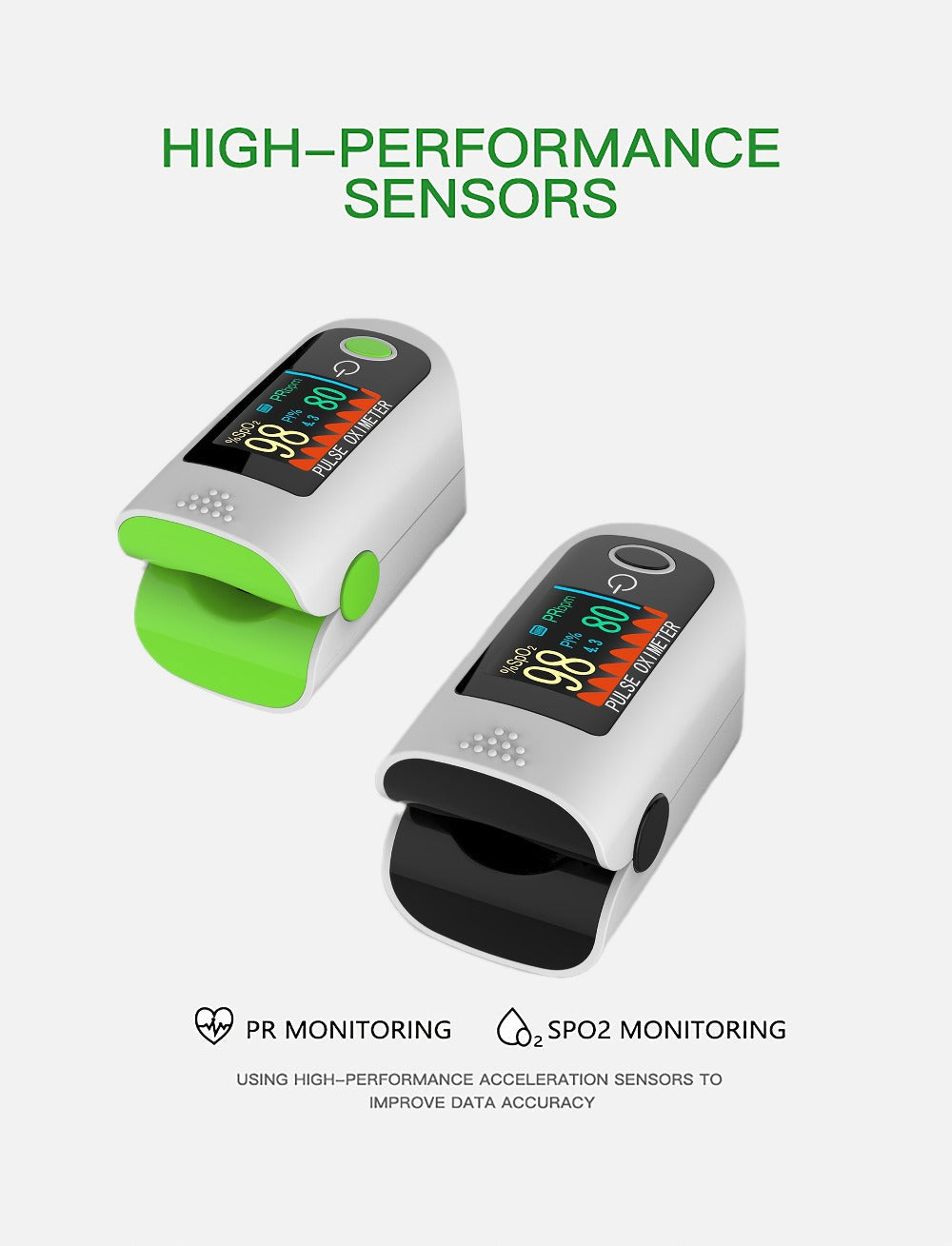 Fingertip Pulse Oximeter Blood Oxygen Monitor ¨C SpO2, Heart Rate & Perfusion Index Display, Digital Finger Clip O2 Meter for Home Use & Sports, Batteries Included