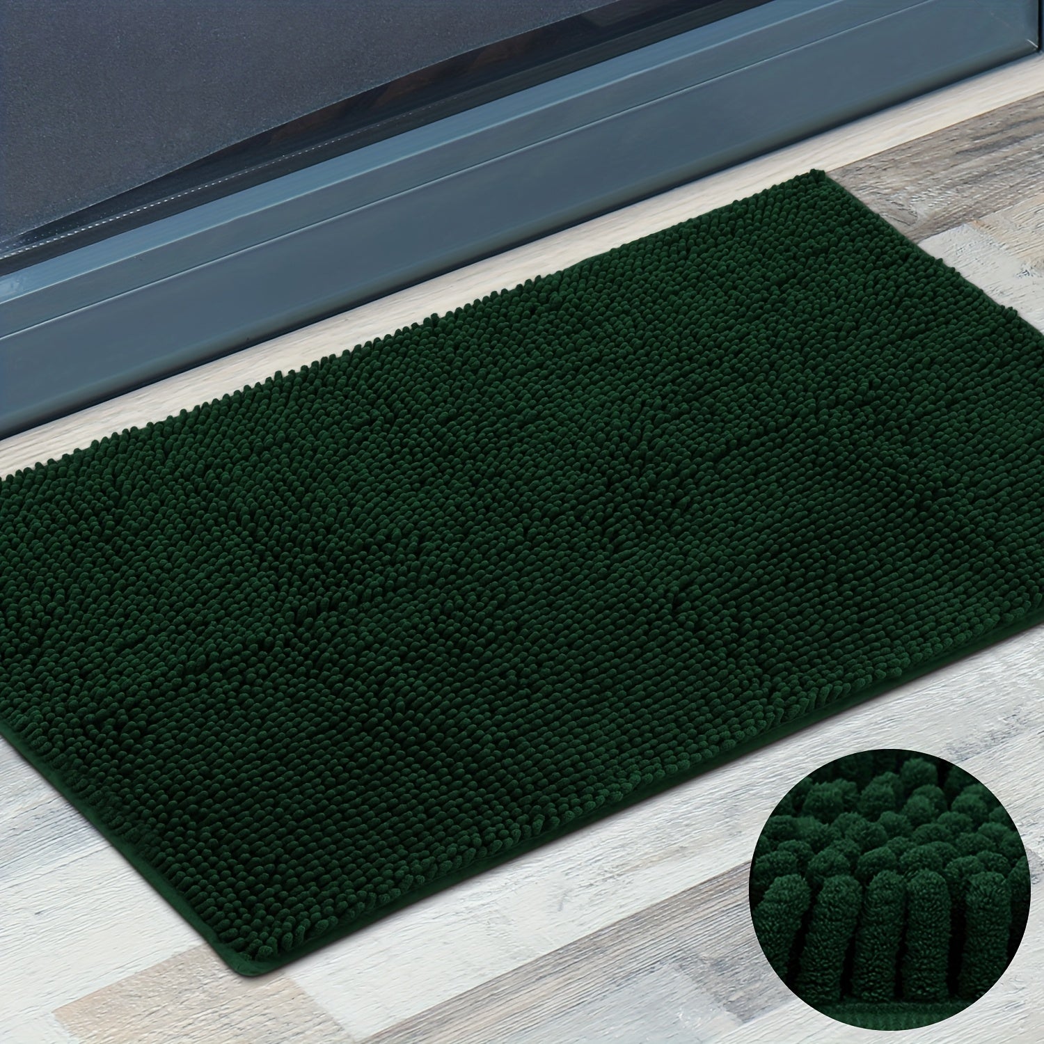 Chenille Doormat Absorbent Non-Slip Washable Indoor Outdoor Mat - Soft Shaggy Entryway Rug for Muddy Paws, Pets & Dogs | Machine Washable Front Door Mat in 18 Colors & 5 Sizes | Anti-Slip Rubber Backing