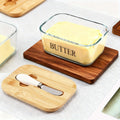 Glass Butter Dish with Lid and Knife ¨C 1lb Large Airtight Butter Keeper Clear Glass Countertop Butter Container for Refrigerator Door Shelf Kitchen Decor & Gift