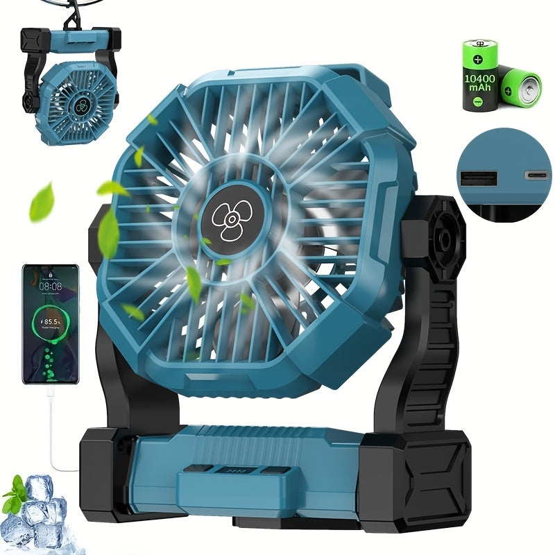 Camping Fan with LED Lantern 3-in-1 Rechargeable Portable Tent Fan with Hook Timer & Rotation for Car RV Barbecue Travel Outdoor