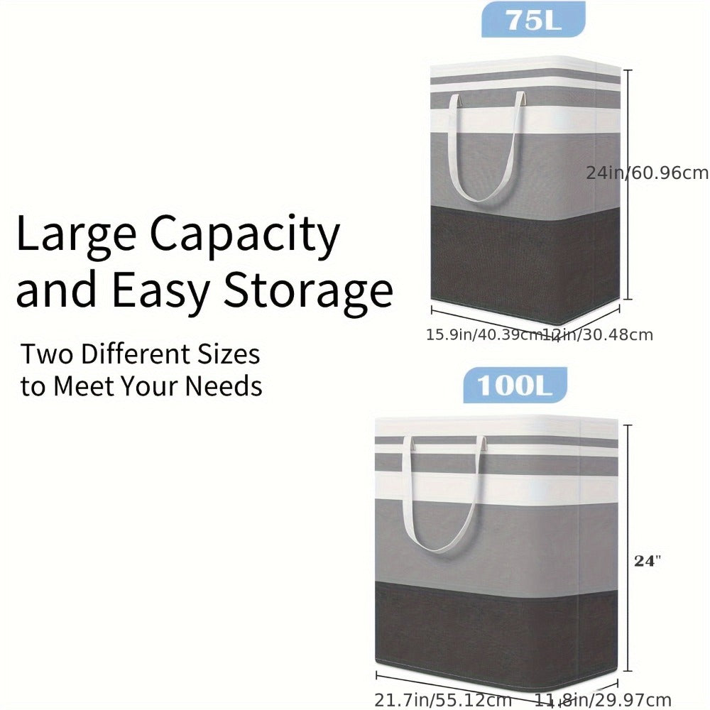 Collapsible Laundry Basket 3 Pack 75L ¨C Freestanding Tall Clothes Hamper with Easy-Carry Handles for Bedroom, Bathroom, Family & Dorm ¨C Large Capacity Folding Laundry Bin Set