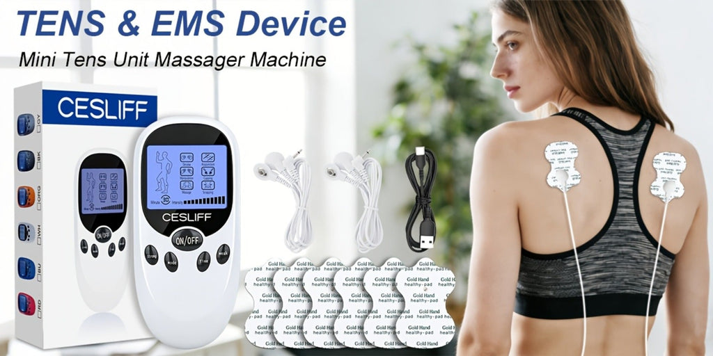 TENS EMS Dual Channel Muscle Stimulator Massager ¨C 8 Electrodes for Back, Shoulder & Knee Pain Relief, Muscle Recovery, Portable Electric Pulse Therapy Device