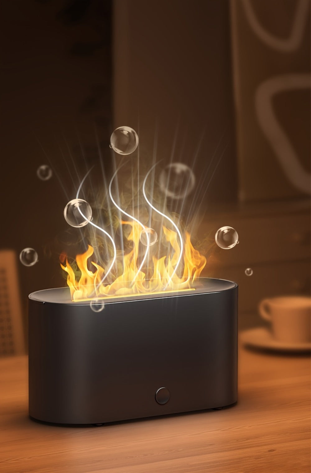 Flame Humidifier USB Mini - 7-Color Flame Atmosphere Light, Aromatherapy & Humidification 2-in-1, 3-Gear Mist Adjustable, Top Fill Design, Romantic Bedroom Decor Night Light, Christmas Gift