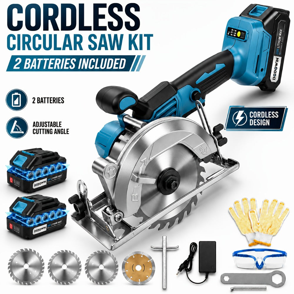 Brushless Circular Saw Kit 21V Cordless, Battery & Charger Included, Adjustable 45¡ã Bevel Cutting, Saw Blades Included, Variable Speed, Compact & Lightweight for Woodworking & Home Projects