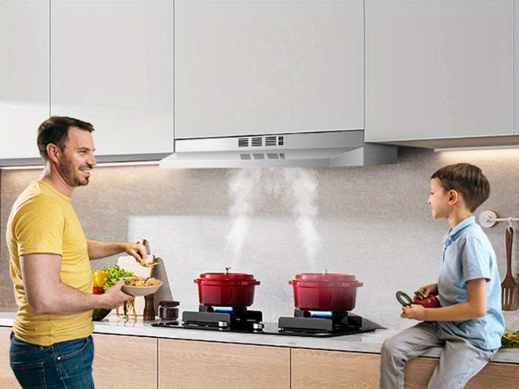 Range Hood 36 Inch Under Cabinet Ducted Ductless Convertible Stainless Steel 350CFM 2-Speed Exhaust Fan LED Light 3-Layer Aluminum Mesh Filter Top Rear Venting Kitchen Vent Hood