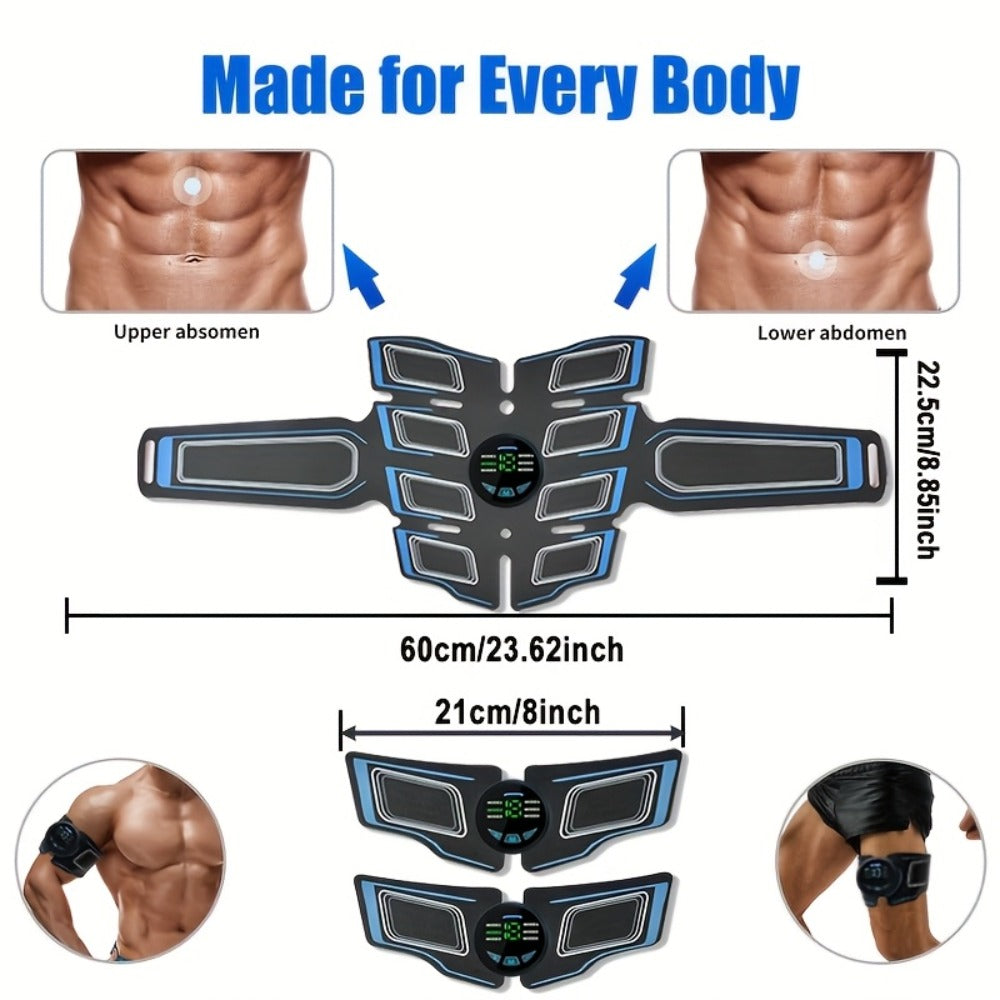 EMS Abs Stimulator Waist Belt Portable Abdominal Muscle Toner Electric Trainer Adjustable Modes Intensity for Abdomen Arms Legs Home Gym Fitness Equipment Gift