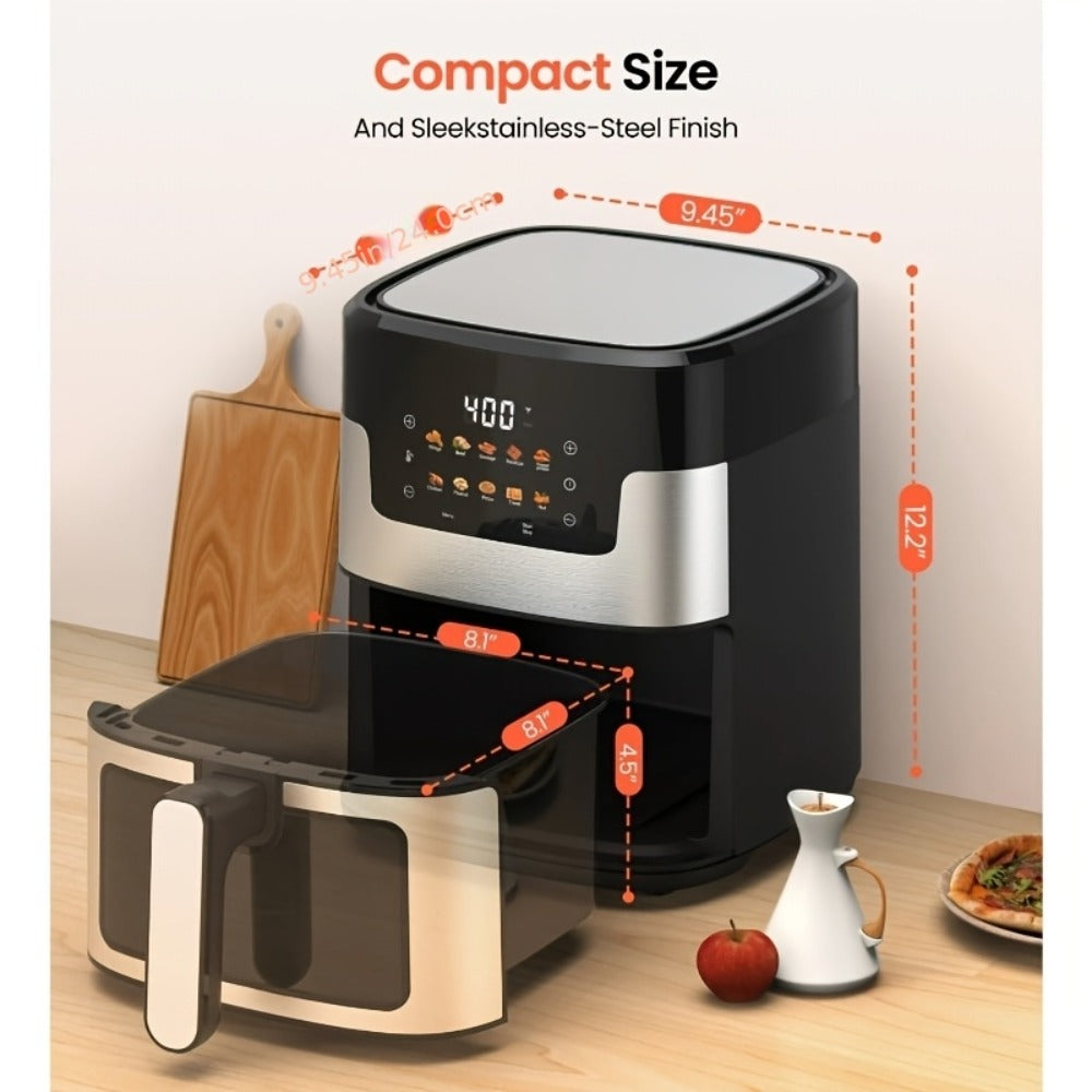Air Fryer 7.5QT 10-in-1 Digital LED Touchscreen | Oilless Cooker with 10 Preset Cooking Modes, Dishwasher-Safe Basket & 100 Paper Liners Included ¨C Large Capacity Family Air Fryer