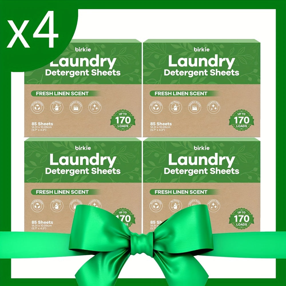 Laundry Detergent Sheets 85 Sheets 170 Loads ¨C Liquid-Free Eco Laundry Strips, No Plastic Jug, Fresh Linen Scent, HE & Standard Washer Compatible