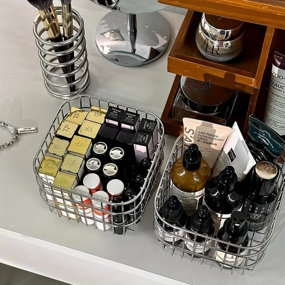 Storage Basket Open Weave Organizer ¨C Multi-Purpose Woven Bin for Bathroom Shelf Kitchen Desk Bedroom Home Organization Sturdy Sleek Design