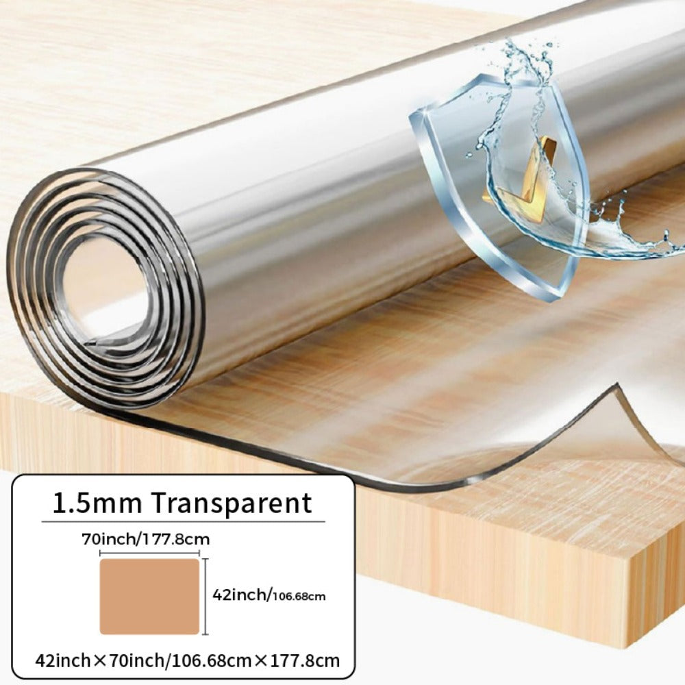Clear PVC Tablecloth Table Protector 1.5mm Thick Transparent Table Cover Heat Resistant Scratch Resistant Waterproof Desk Mat for Dining Table Home Office Restaurant Coffee Table Multiple Sizes