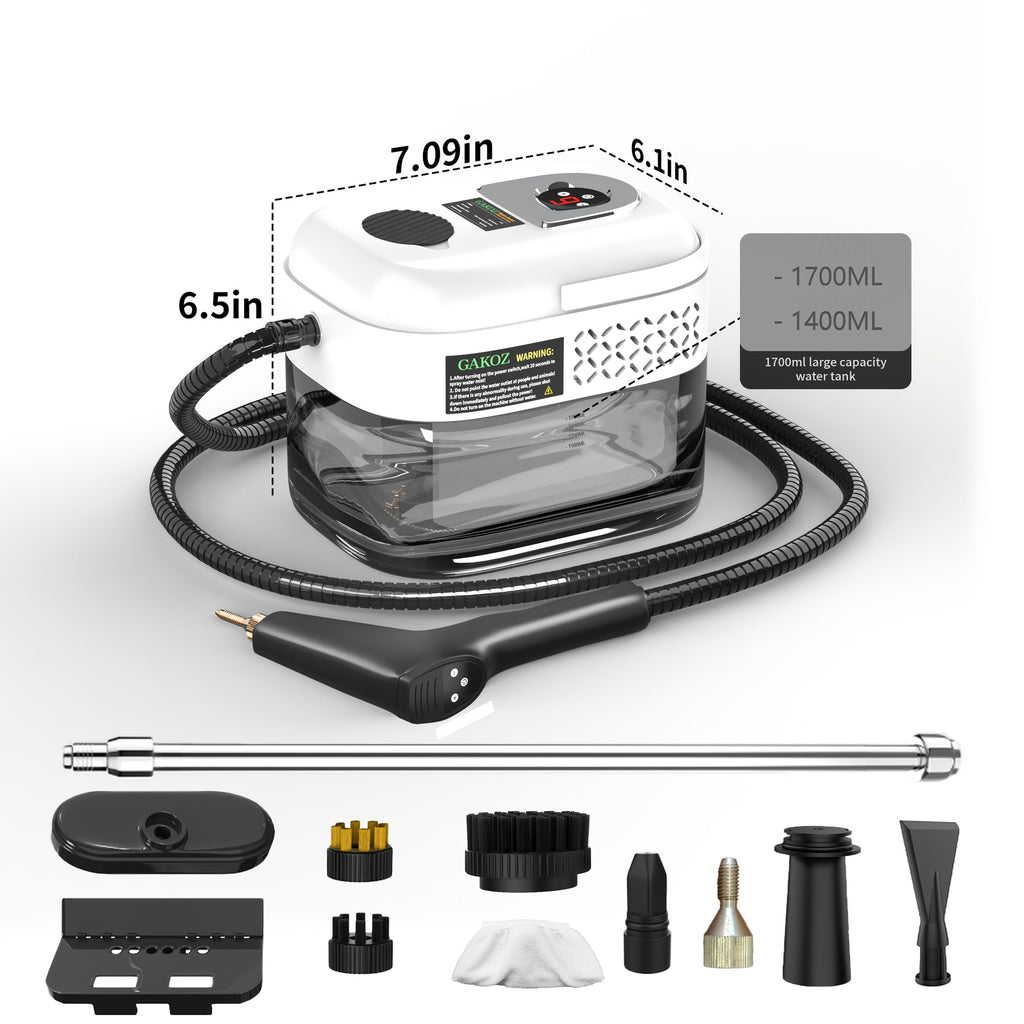 Steam Mop Cleaner Handheld LCD Display Gear Switch 40.58oz Tank One-Key Start for Carpet Kitchen Sofa Upholstery Multi-Model
