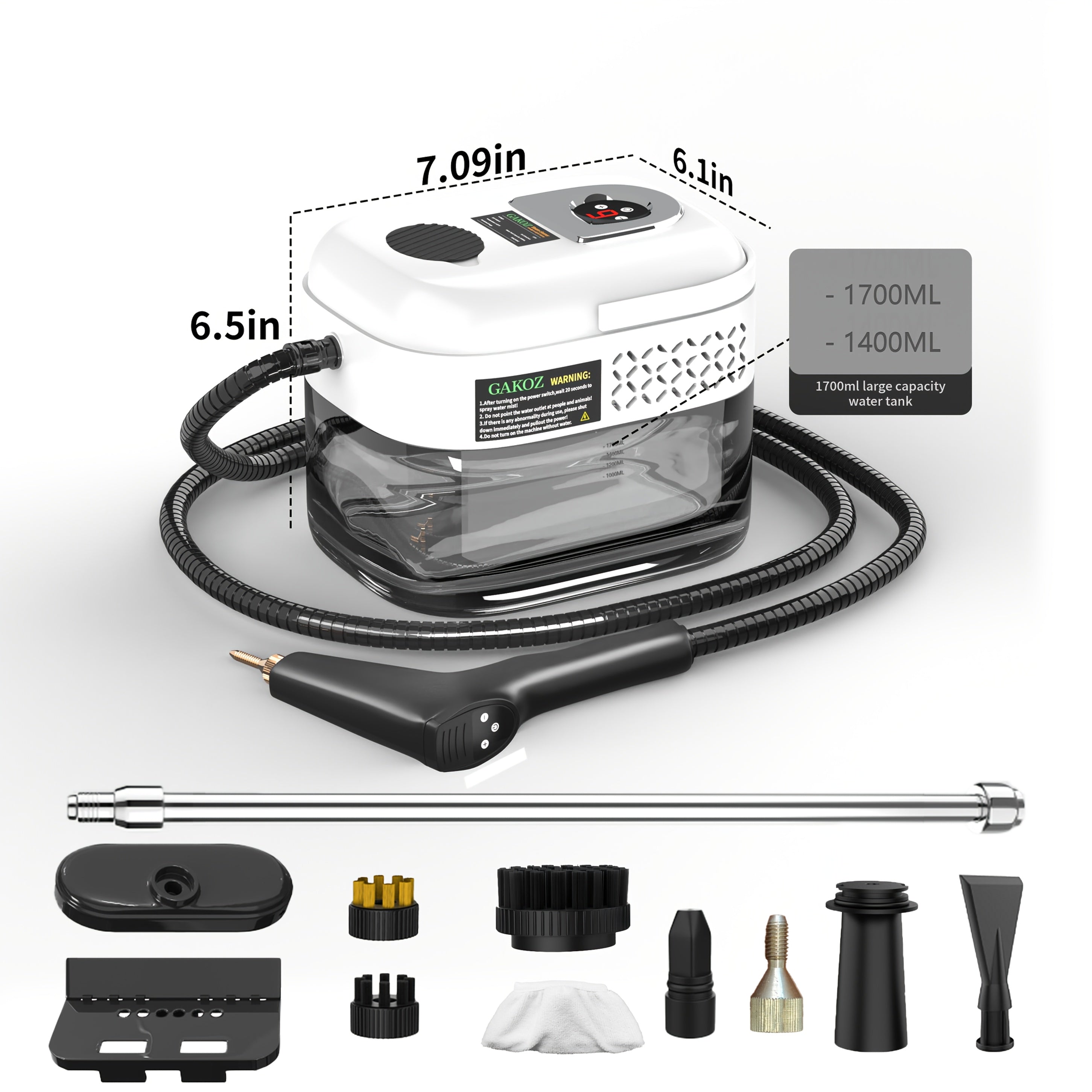 Steam Mop Cleaner Handheld LCD Display Gear Switch 40.58oz Tank One-Key Start for Carpet Kitchen Sofa Upholstery Multi-Model