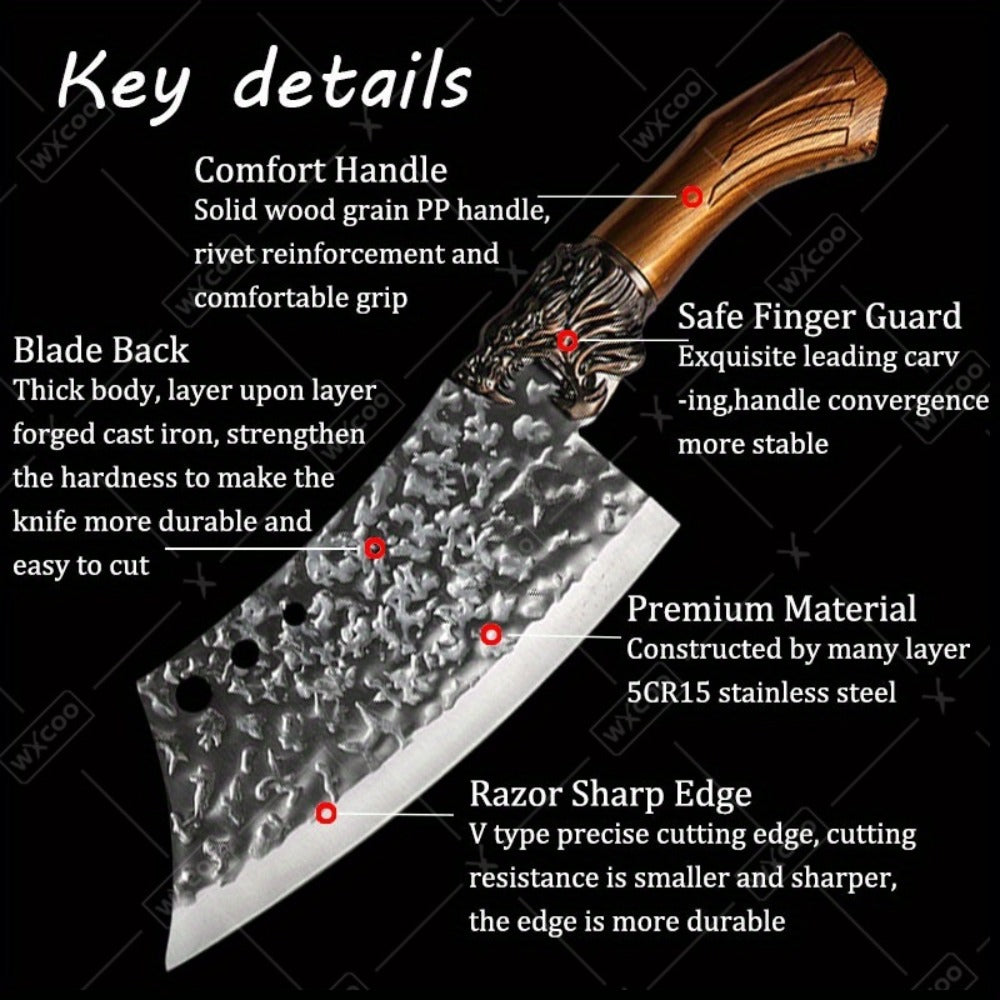 Chef Knife Set 8 PCS Professional Kitchen Knives - Stainless Steel Forged Blade, Boning Knife, Butcher Knife & Kitchen Scissors, Ultra-Sharp Full Tang Design