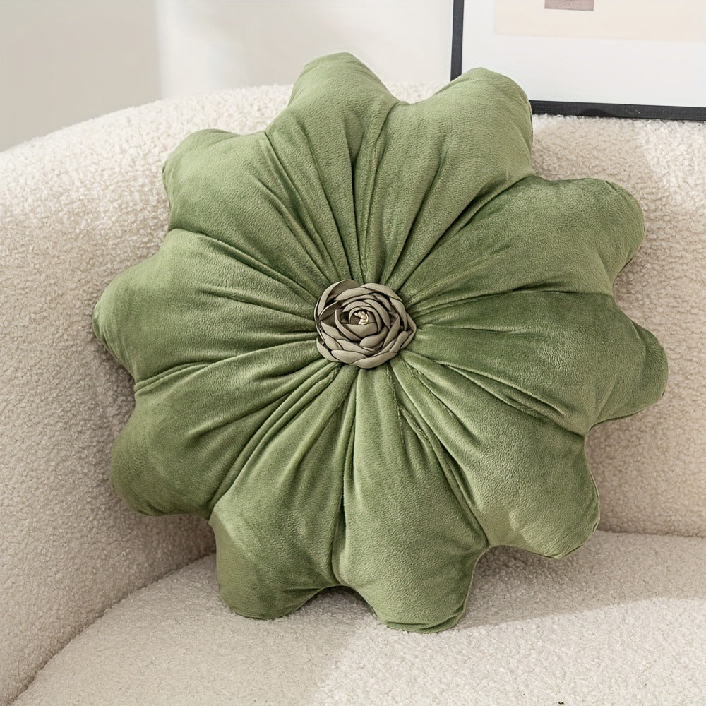 Velvet Flower Shaped Throw Pillow with Pillow Core Elegant Round Cushion Soft Luxury Floral Pillow for Sofa Bed Living Room Bedroom Decor Christmas Gift Hand Wash