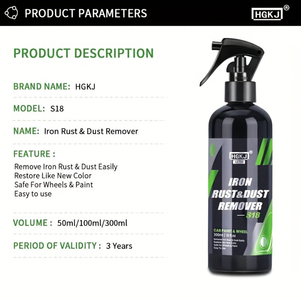 Rust Remover Spray Multi-Surface - Powerful Rust Dissolver for Car, Metal, Tile, Kitchen & Bathroom - Ammonia Formula Rust Prevention & Cleaning Tool