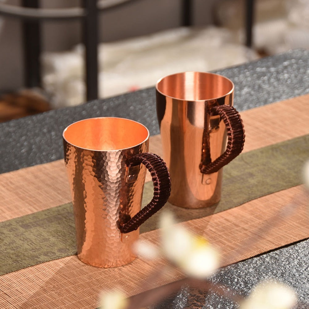 Handcrafted Copper Mug with Hammer Pattern ¨C Pure Copper Coffee Mug, Tea Cup & Water Vessel ¨C Artisan Copper Drinking Cup for Moscow Mule, Milk, Hot & Cold Beverages ¨C Unique Kitchen Gift