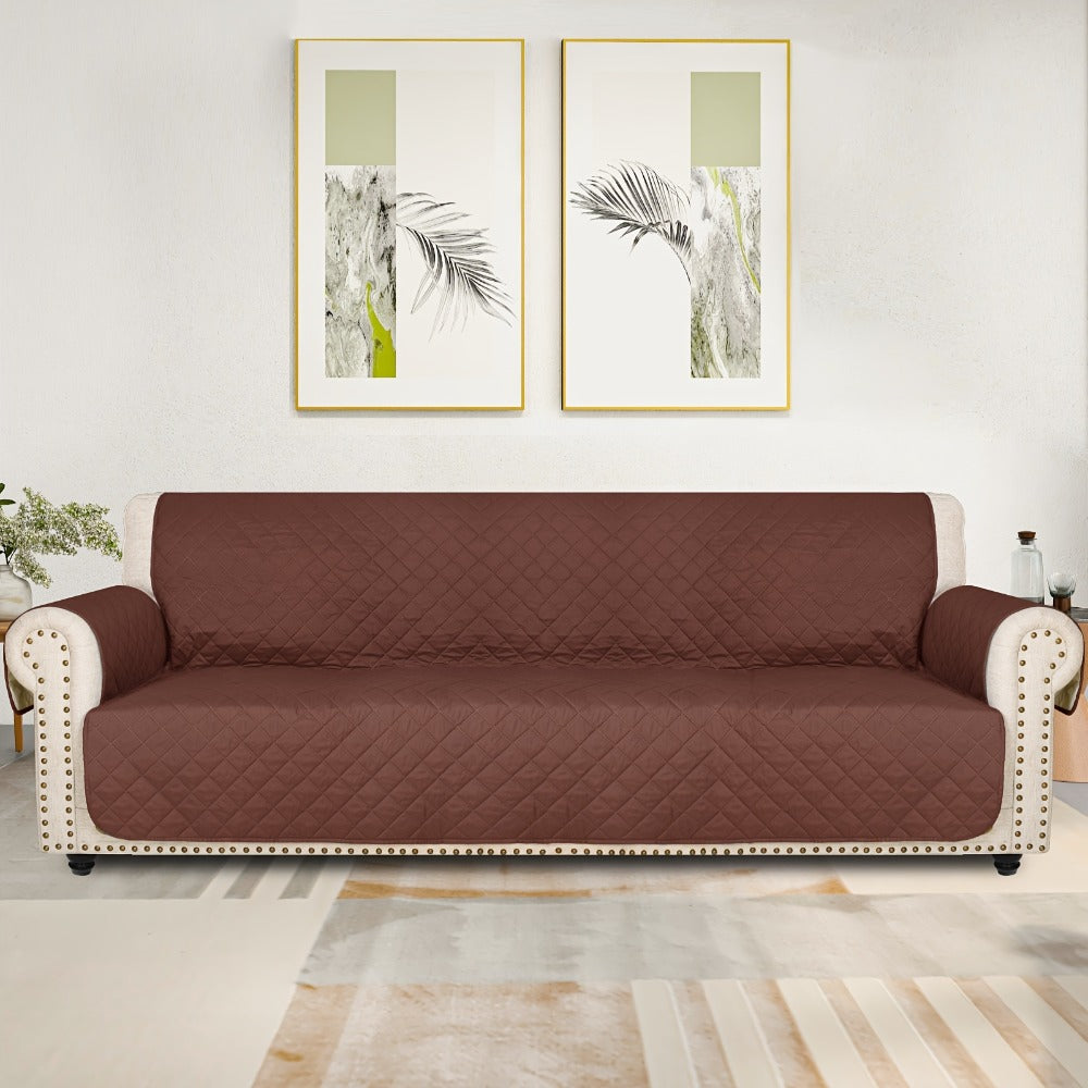 Sofa Slipcover 5-Layer Quilted Thick Sofa Cover Protector Elastic Strap Non-Slip Washable Pet Friendly Universal Fit 3 4 Seater Couch Cover for Living Room - 10 Colors