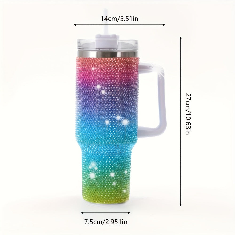 40oz Rhinestone Tumbler Insulated Stainless Steel Travel Cup - Diamond Glitter Design, Hot & Cold Drinks, Multiple Colors, Birthday Christmas Gift