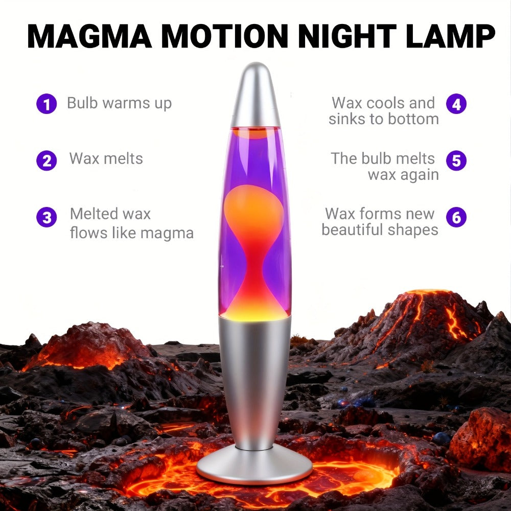 Lava Lamp 16 Inch for Bedroom Living Room Office, Relaxing Liquid Motion Lamp with Purple Water Yellow Wax, Retro Night Light Home Decor Accent