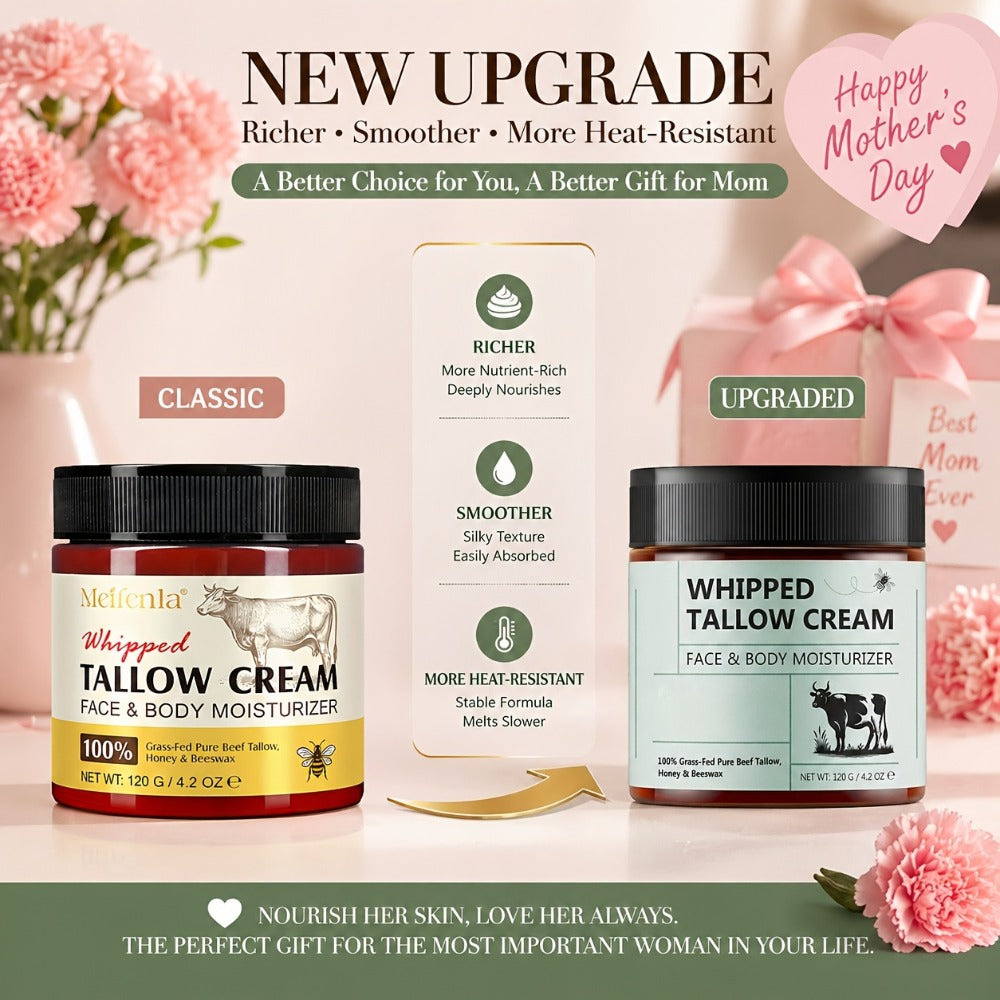 Whipped Tallow Cream 120g Grass-Fed Beef Tallow Honey Beeswax Moisturizing Face Body Hand Cream All Skin Types No Artificial Fragrance Skin Barrier Support