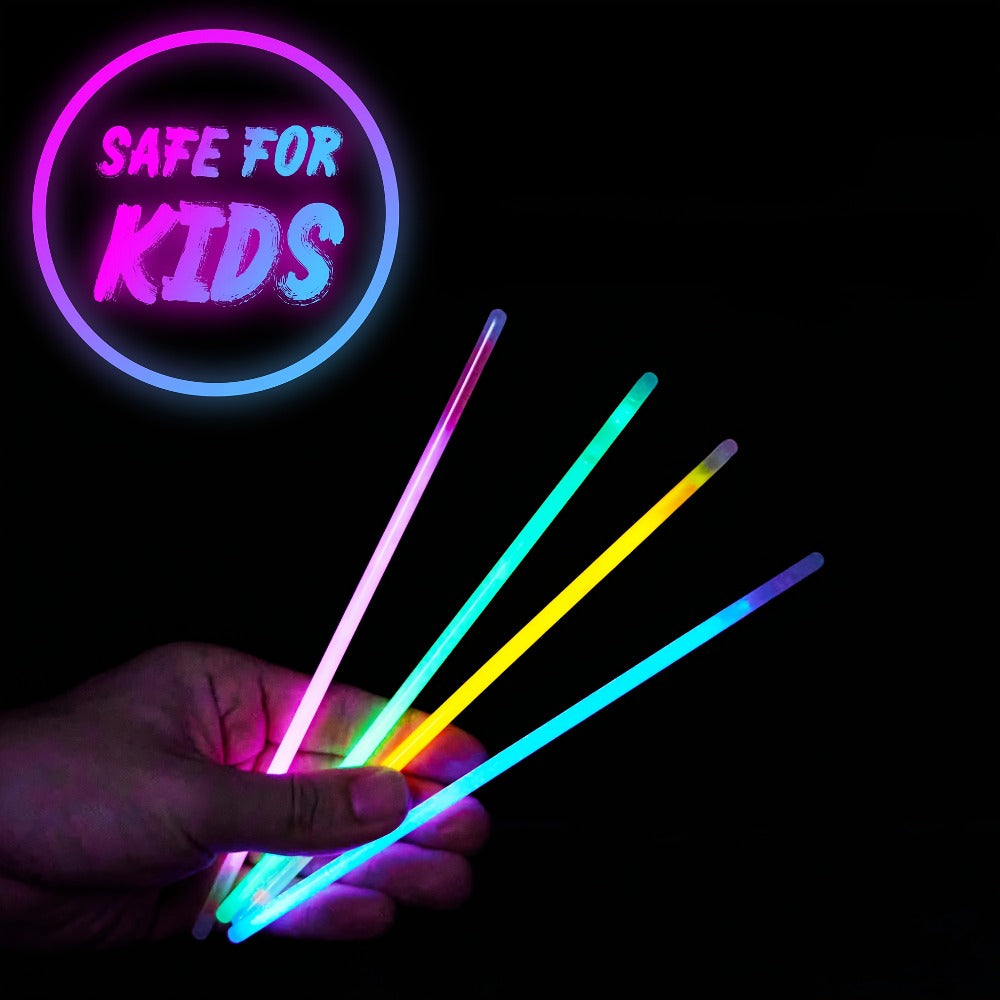 Glow Sticks Bulk 300 Pack 8 Inch Glow in the Dark Party Favors with Bracelet Connectors 7 Colors 6-Hour Glow for Halloween Christmas New Year Easter Birthday Pool Party Neon Party Supplies