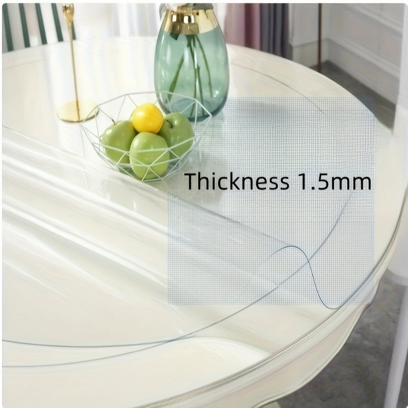 Round Clear PVC Table Cover Protector ¨C 1.5mm Thick Vinyl Tablecloth Pad, Waterproof, Heat-Resistant, Easy to Clean, for Dining & Coffee Tables
