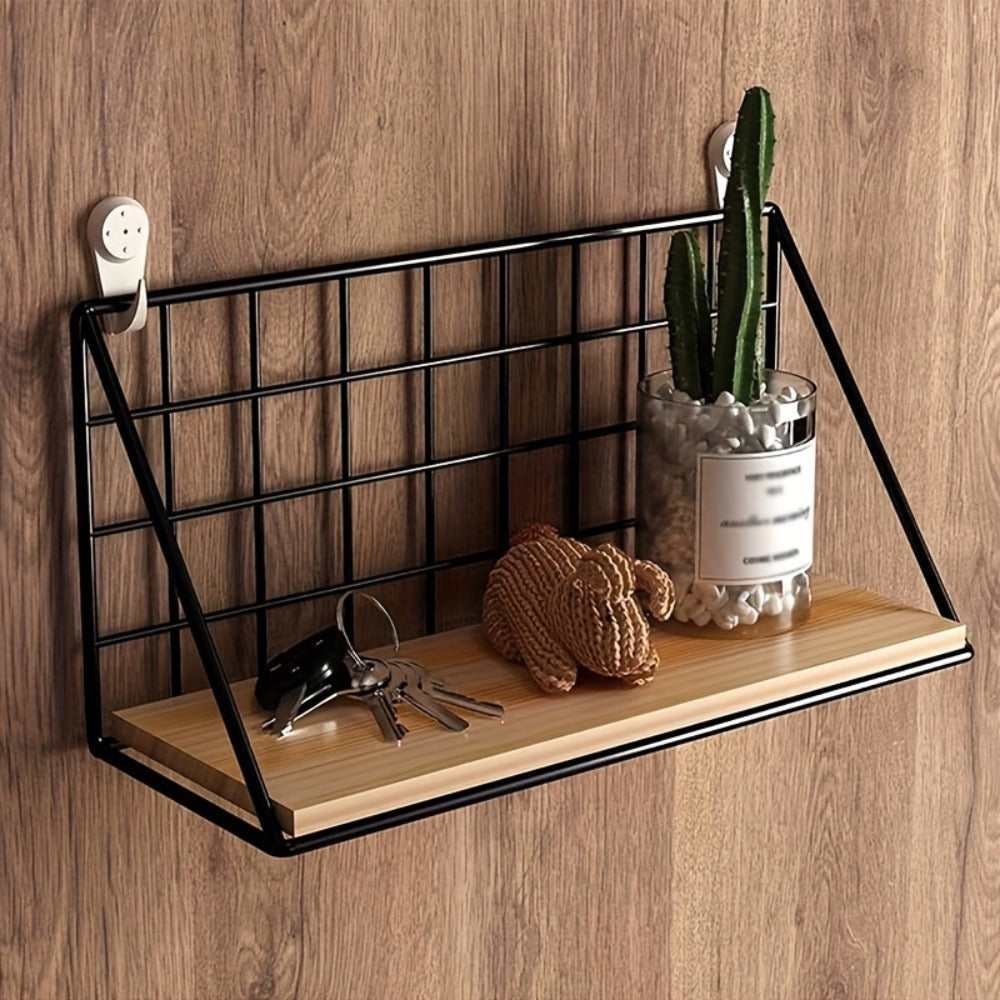 Metal Floating Wall Shelf ¨C No Drill Wall Mounted Storage Rack for Bathroom, Living Room & Bedroom, Minimalist Iron Wall Organizer Shelf Decor