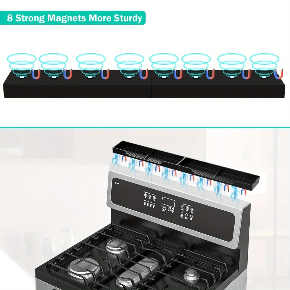 Magnetic Silicone Stove Top Shelf Organizer ¨C 30 Inch Flexible Heat Resistant Spice Rack for Over Oven Kitchen Storage
