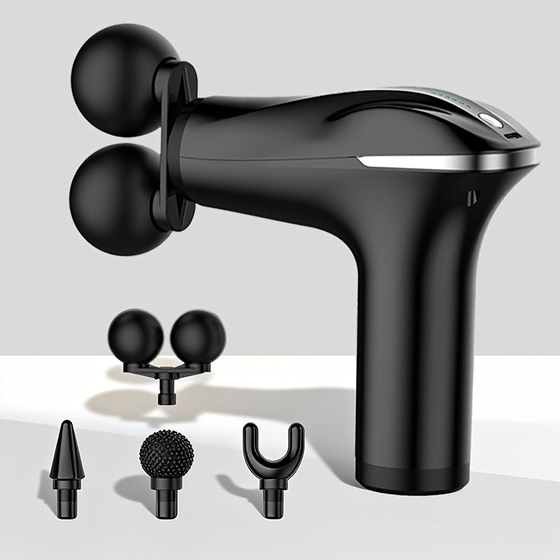 Handheld Massage Gun with Dual Heads ¨C 3 Interchangeable Attachments for Full Body Relief | Powerful Rechargeable Fascia Gun for Back, Arms & Sports Recovery | Ideal for Running & Fitness