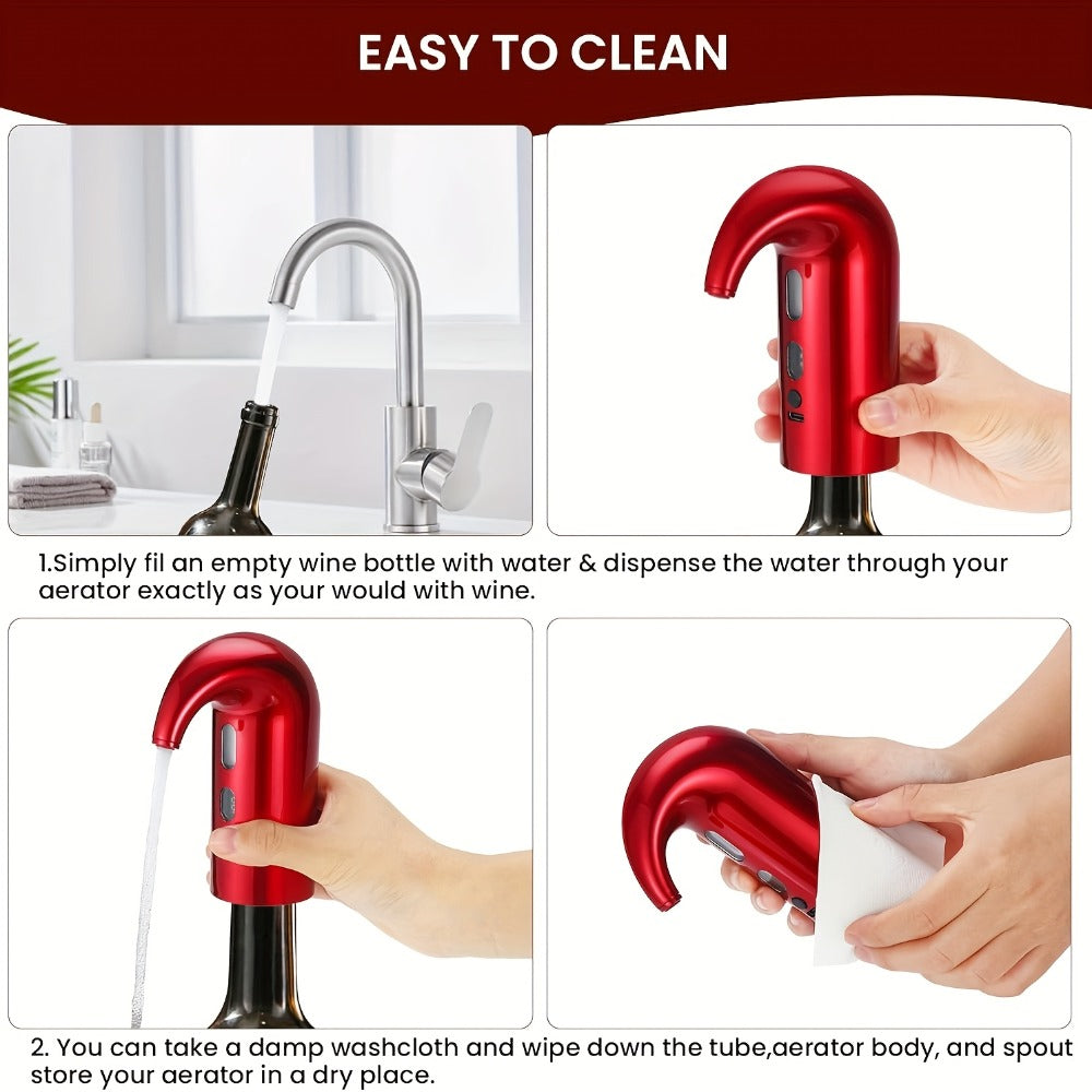 Electric Wine Aerator Decanter Dispenser Set 3-in-1, USB Rechargeable Automatic Wine Pourer with Wine Opener & Stopper, Gift for Wine Lovers