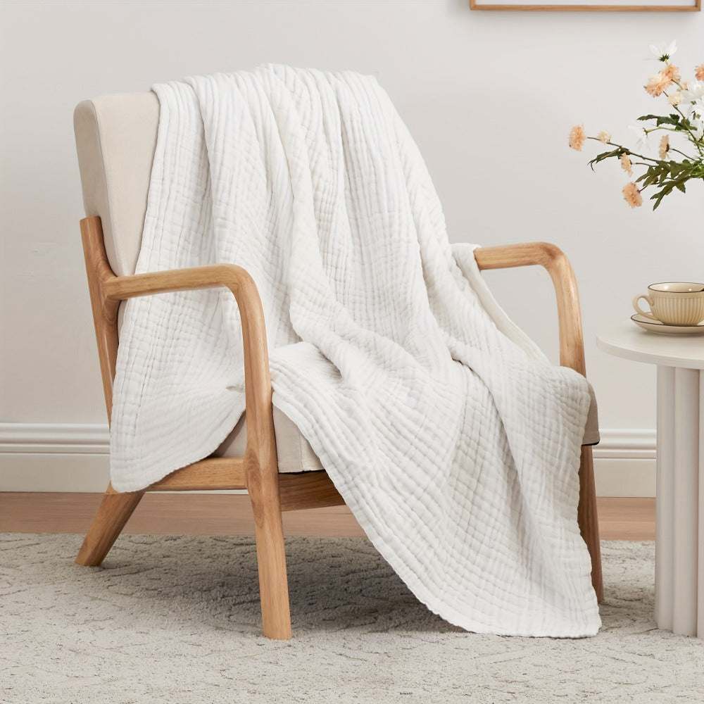 6-Layer Gauze Blanket 100% Muslin ¨C Lightweight Breathable Cotton Throw for Couch & Bed, All Season Adult Blanket, 4 Colors
