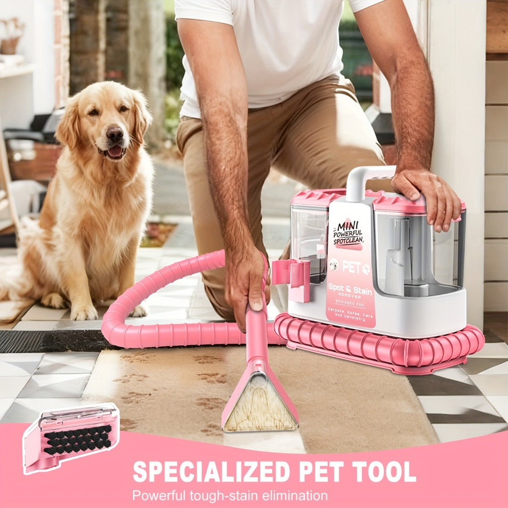 Portable Carpet Cleaner 25Kpa Upholstery Cleaner Machine with Dual Brush Heads Self-Cleaning Pet Stain Remover for Sofa Couch Car Seat Rug Mattress Spot Cleaner