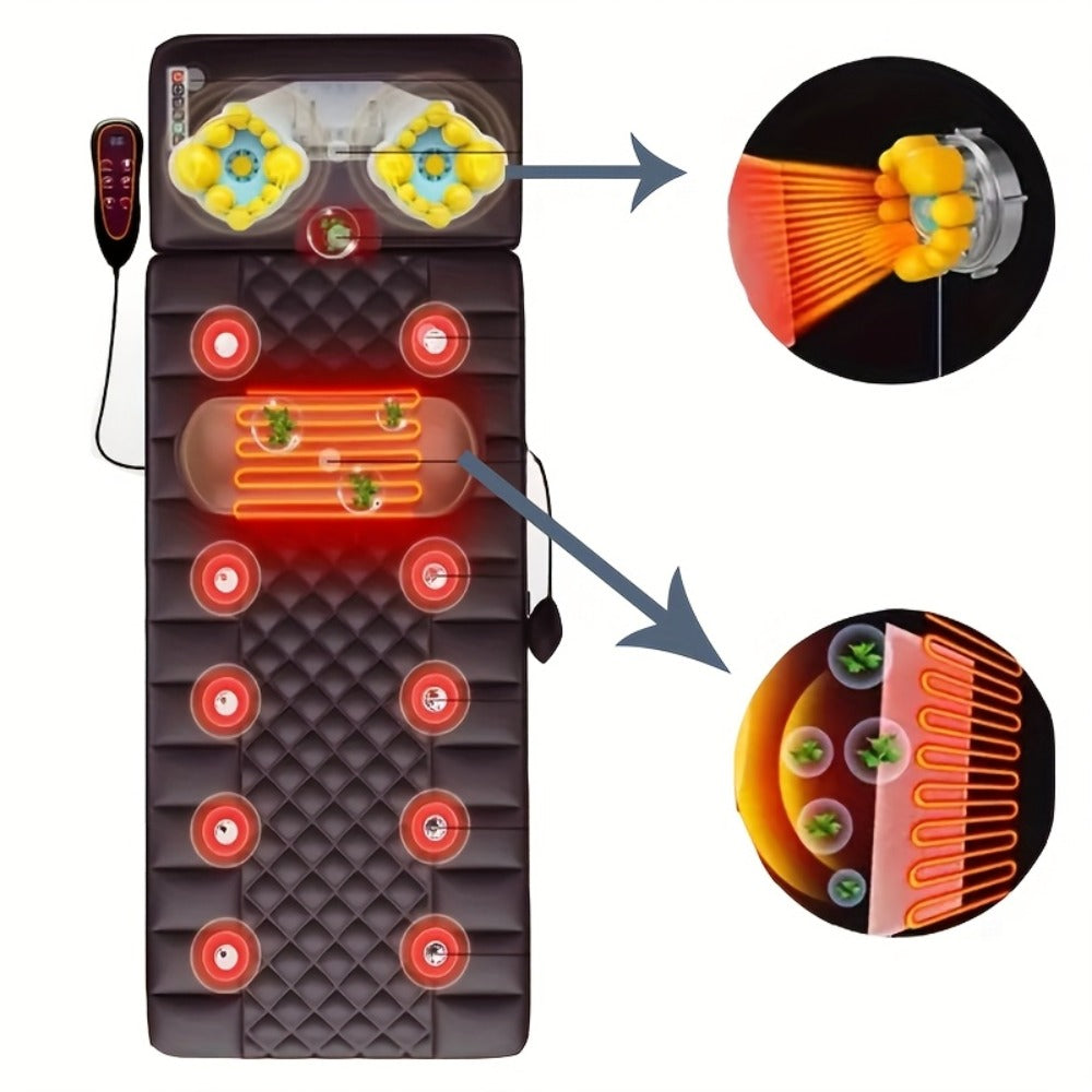 Full Body Heating Massager Set ¨C PU Leather Massage Chair Pad with Neck Massager, Leg Massager, Lumbar Pillow & Headrest, Timer, Non-Slip Base, Full Body Heat Massage for Home & Office Relaxation