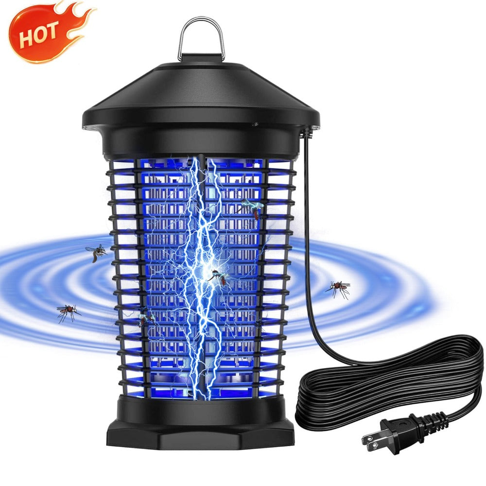 Bug Zapper Electric Indoor Outdoor ¨C 4000V High Voltage UV 365nm 18W Mosquito Killer Fly Zapper with 6ft Cord, ABS Fireproof Safety Housing, Removable Tray & Cleaning Brush for Backyard Patio Garden Camping ¨C Black