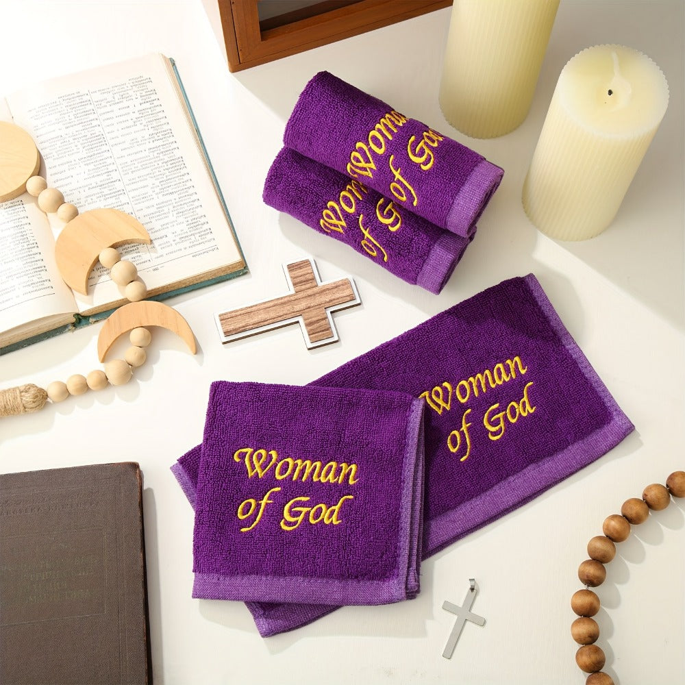 Church Handkerchiefs 6 Pack Pastor Towels Clergy Hand Towels Woman of God Woven Oblong Wash Cloths Religious Gift for Men Women Purple Solid Pattern