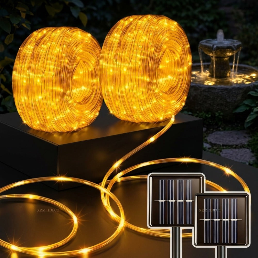 Outdoor Solar LED String Lights Waterproof ¨C Flexible Fairy Lights 23FT to 105FT for Pool, Fountain, Garden, Patio & Wedding Decor ¨C Neon Blue, White, RGB & Amber Colors