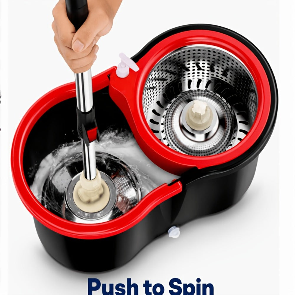 Spin Mop and Bucket Set 360¡ã with 4 Microfiber Mop Heads ¨C Wringer Bucket Floor Cleaning Kit for Hardwood Tile Laminate ¨C Spinning Mop System Home Kitchen