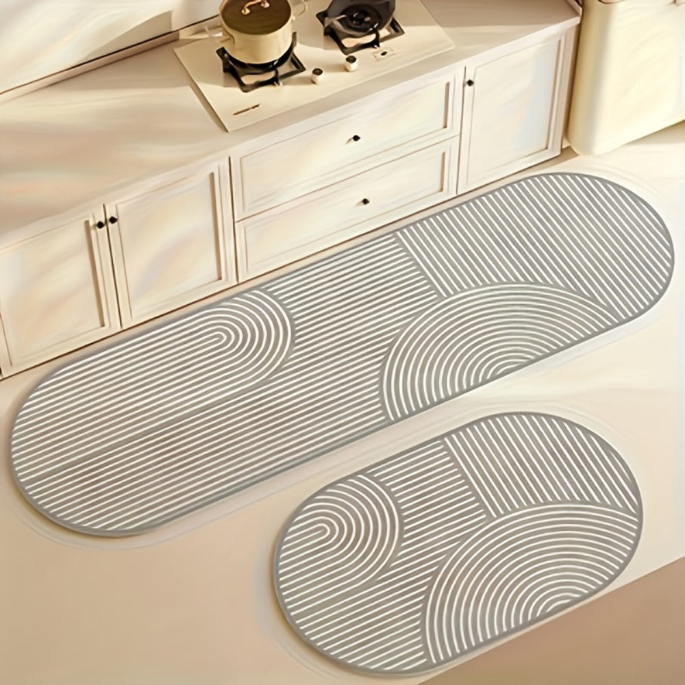 Anti-Fatigue Kitchen Mat Non-Slip Absorbent Standing Mat for Kitchen Laundry Room Hallway Bathroom Entryway Door Mat Comfort Floor Pad Striped Design
