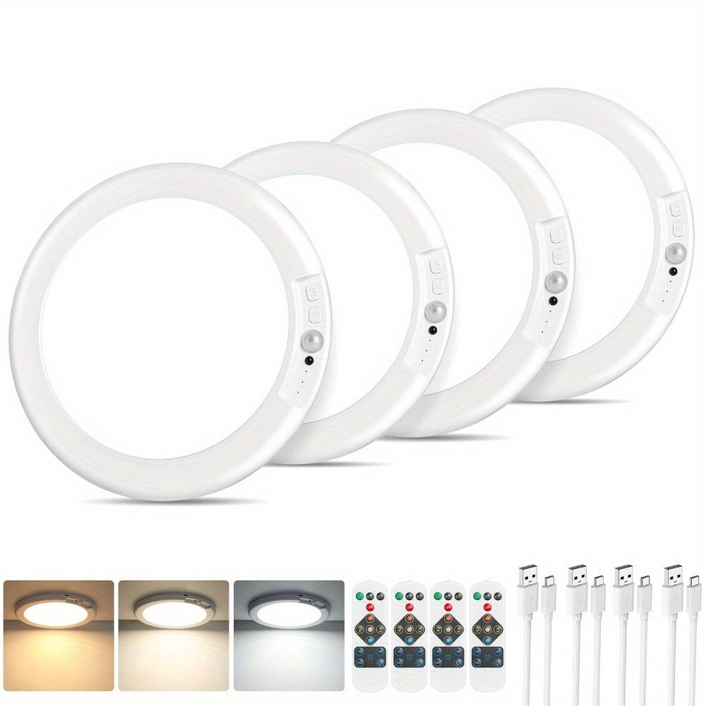 Motion Sensor Ceiling Light Rechargeable with Remote ¨C 3-Color Dimmable Wireless LED Overhead Light, No Wiring, Battery Operated for Closet, Shower, Pantry, Shed & Hallway (Round & Square, 1 or 2 Pack)