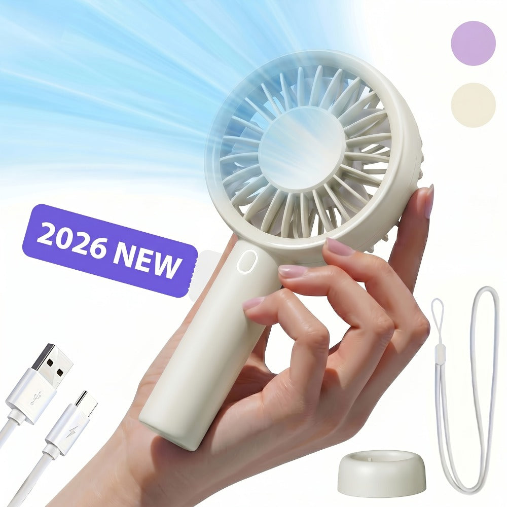 Portable Handheld Fan 16-Hour Battery Life | Air Turbo Tech 3-Speed USB Rechargeable Personal Cooling Fan for Outdoor Activities, Travel & Work ¨C Upgraded Purple, White & Mini Light Blue