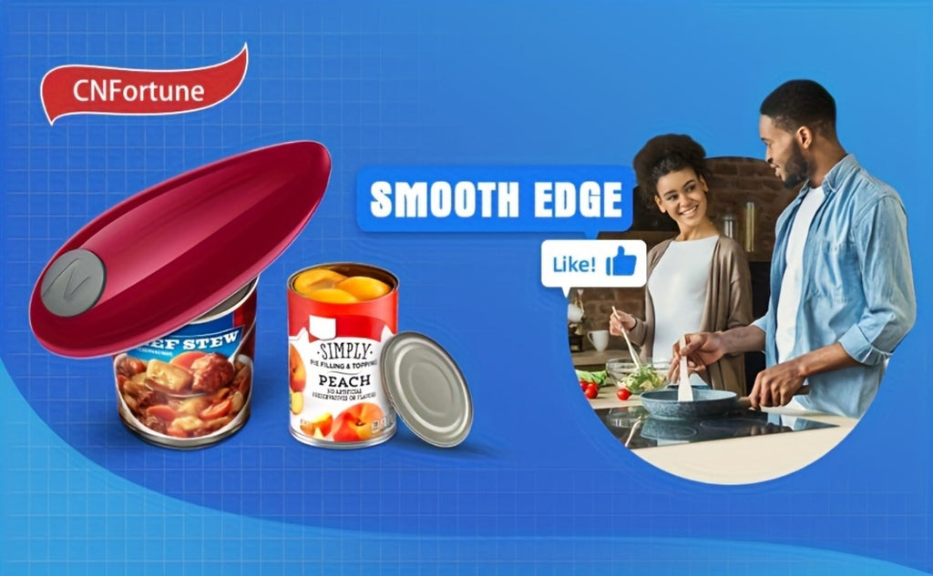 Electric Can Opener Cordless Battery Powered ¨C Smooth Edge Safety, Auto Shut-Off, ABS Material, Easy One-Touch Operation for Elderly, Arthritis & Disabled Hands, Kitchen & Camping