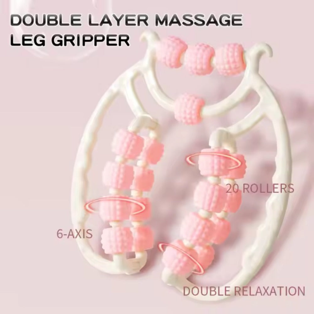 Leg Roller Massager 20-Wheel Manual Body Roller with Textured Bumps for Circulation ¨C Portable Leg, Thigh, Waist & Back Roller for Home Gym Travel, Circulation Booster & Muscle Relief Fitness Tool