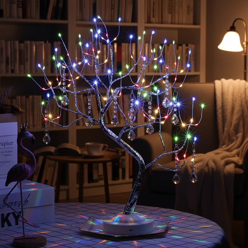 LED Bonsai Tree Light Tabletop Fairy Tree Lamp 108 LEDs 8 Lighting Modes Timer 20 Inch Warm White Silvery Branches Battery USB for Home Bedroom Party Wedding Christmas Holiday Decor