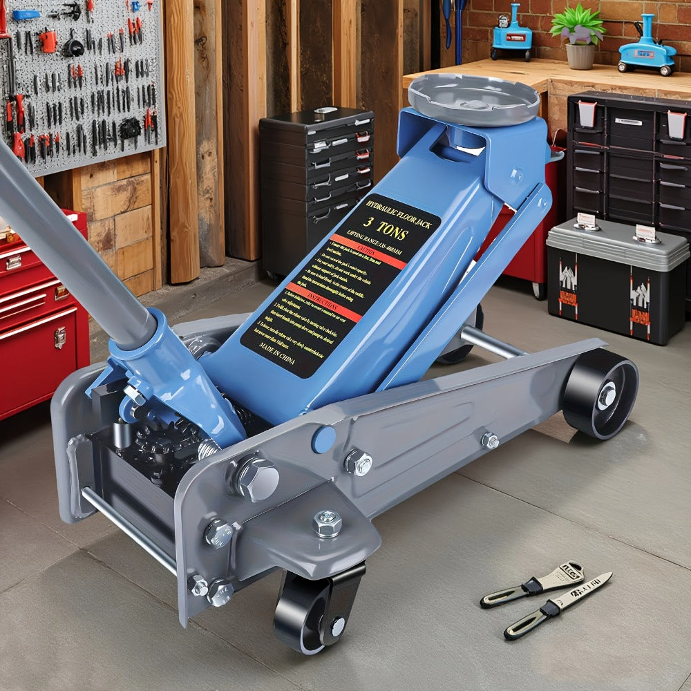 3 Ton Floor Jack with Wheels Rapid Pump Low Profile Car Jack 5.31¡±-18.11¡± Lift Range 460mm Max Height ¨C Heavy Duty Hydraulic Floor Jack for SUV Truck Sedan, Blue & Red Available