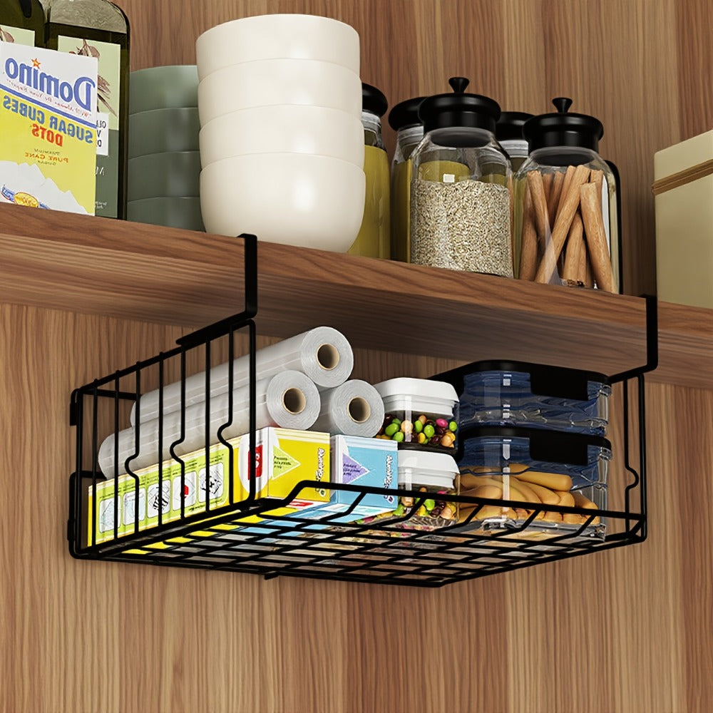 Wall Mount Foldable Storage Basket - Waterproof Rustproof Metal Organizer, Collapsible Space Saving for Kitchen Cabinet, Laundry Room, Pantry Closet