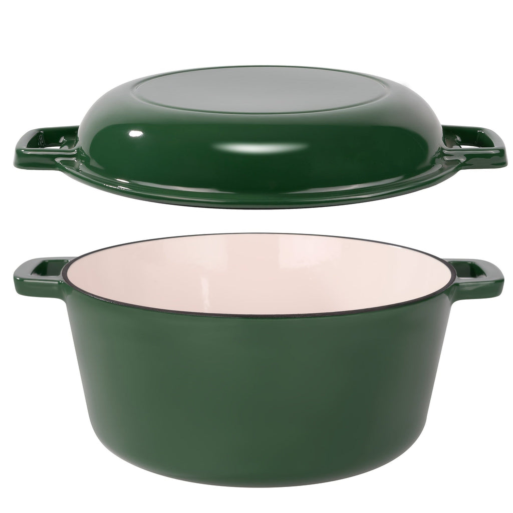 Dutch Oven 6 Quart Enameled Cast Iron 2-in-1 Pot and Bread Baker Nonstick Oven Safe to 500¡ãF Dual Handles Compatible with All Stovetops Including Induction for Bread Baking Cooking Stewing Braising